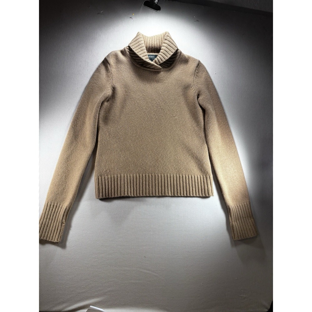 Ralph Lauren Merino Wool Angora Cashmere Tan Mock Neck Turtleneck S Old Money - Picture 5 of 9